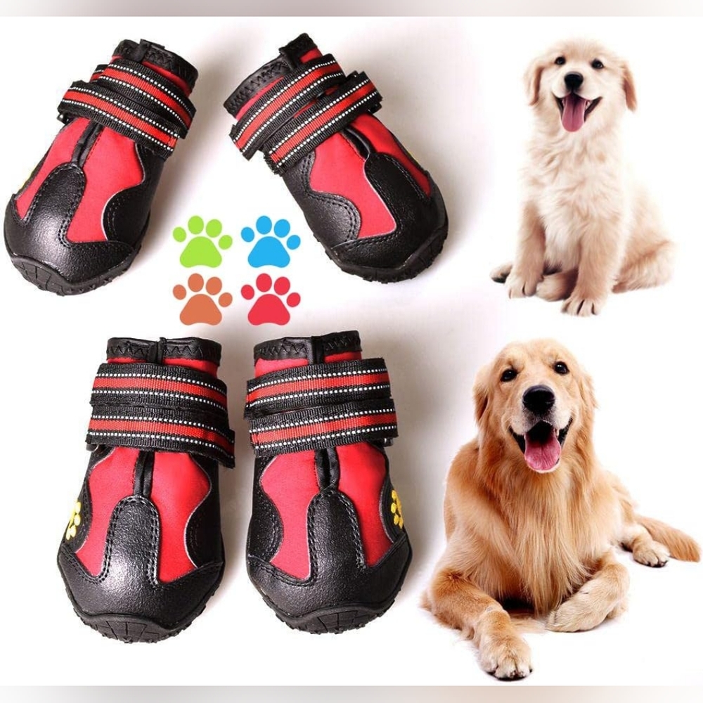 CovertSafe& Dog Boots Waterproof, Black/Red, Size 1 for dogs 10-23 lbs
